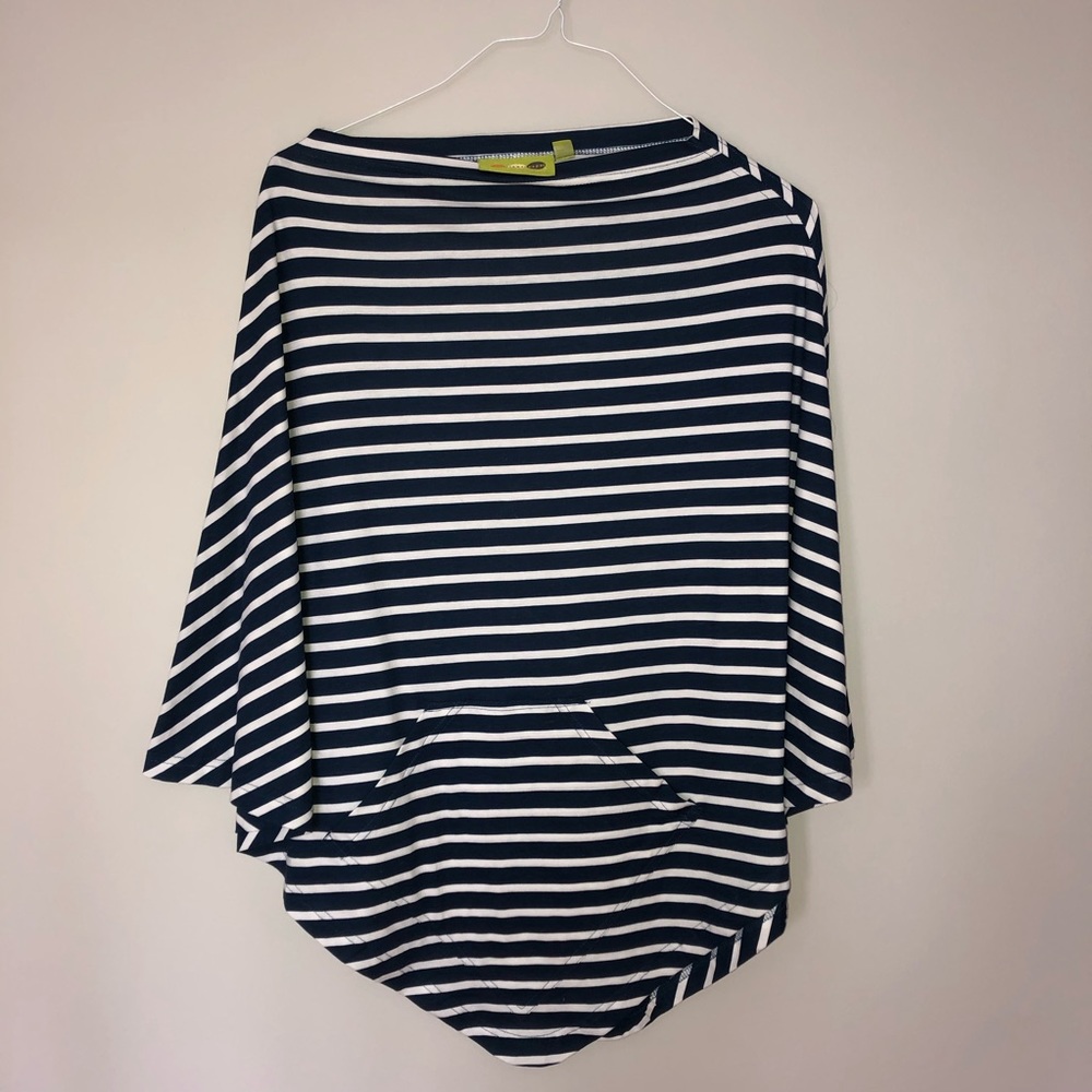 Rock Flower Paper Striped cotton poncho